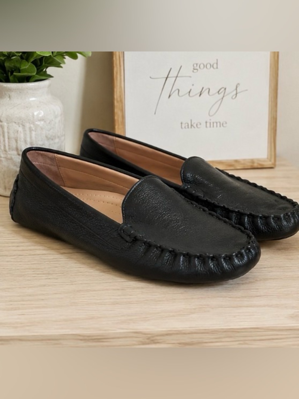 Cole Haan Monmado Leather Driving Loafers – Women’s Size 7.5B – Black